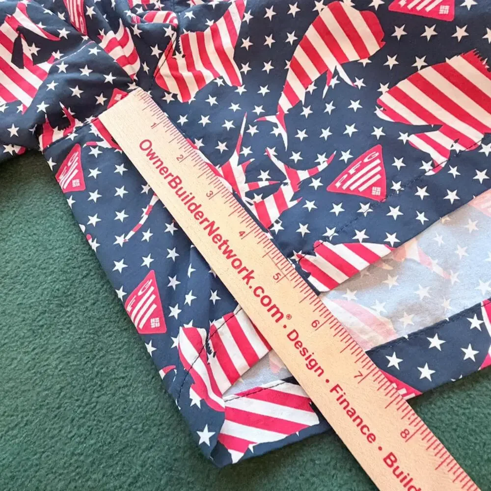 Columbia PFG Americana Flag Fish Shorts Medium Elastic Waist